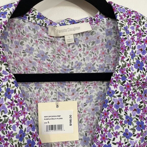 New Favorite Daughter Savannah Shirt Purple Floral Large $198 - Picture 5 of 7